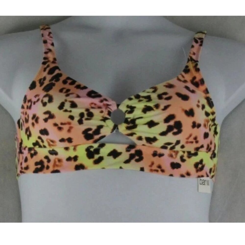 NWT Bar III Women's O-Ring Bikini Top Swimsuit, Multi Animal Print